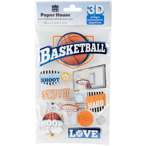 Paper House 3D Stickers 4.5"X7.5" -Basketball Swish
