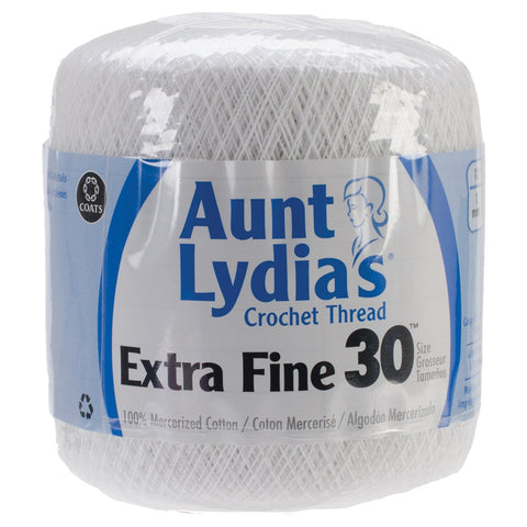 Aunt Lydia's Extra Fine Crochet Thread Size 30-White