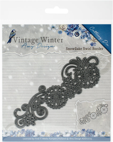 Find It Trading Amy Design Die-Border Snowflake Swirl, Vintage Winter