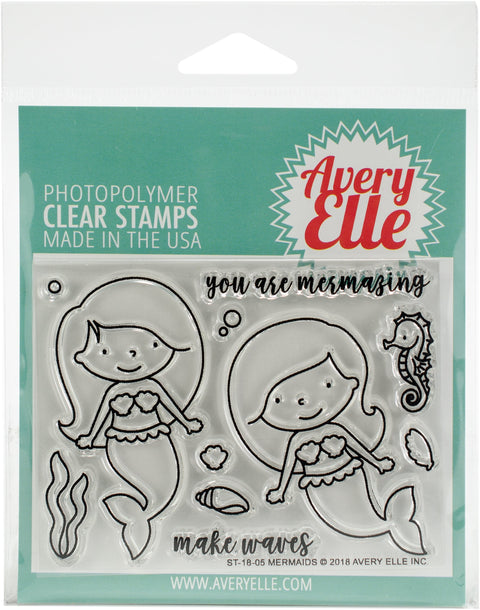 Avery Elle Clear Stamp Set 4"X3"-Mermaids