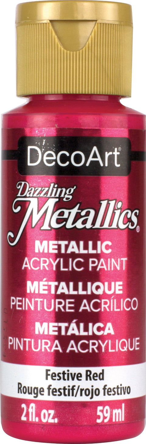 DecoArt Dazzling Metallics Acrylic Paint 2oz-Festive Red