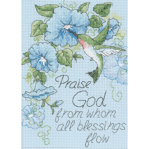 Dimensions Counted Cross Stitch Kit 5"X7"-Hummingbird & Morning Glories (14 Count)