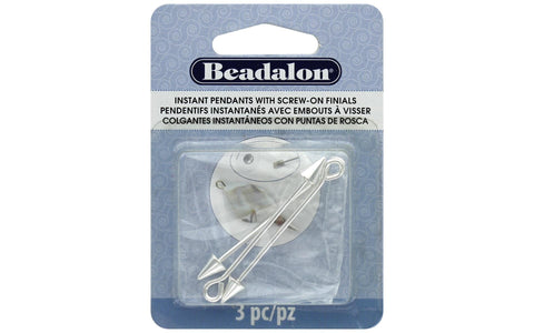 Beadalon Instant Pendant Cone 36.6mmx1.6mm Slv 3pc