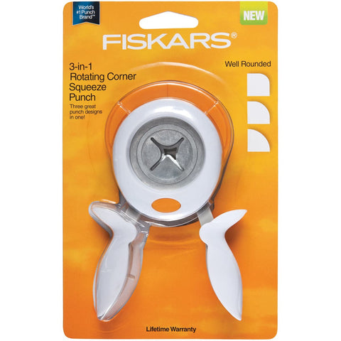 Fiskars 3-In-1 Corner Squeeze Punch-Well Rounded