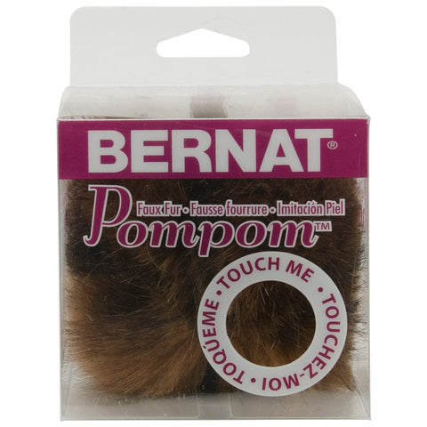 Bernat Faux Fur Pompom 1/Pkg-Brown Muskrat
