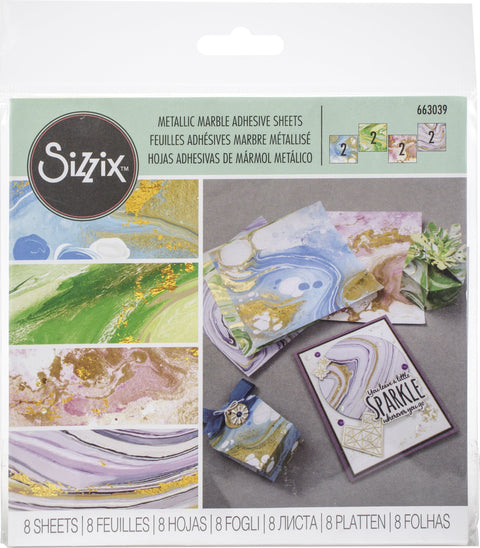 Sizzix Metallic Marble Sheets 6"X6" 8/Pkg-Assorted Colors