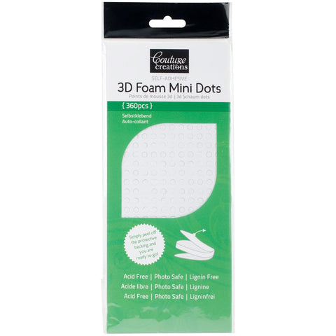 Couture Creations 3D Foam Mini Dots 360/Pkg-White