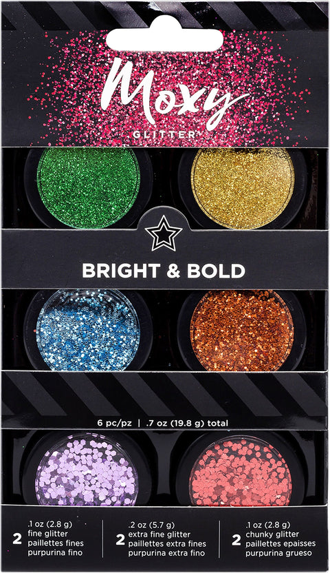 Moxy Glitter Pot Set 6/Pkg-Bright & Bold