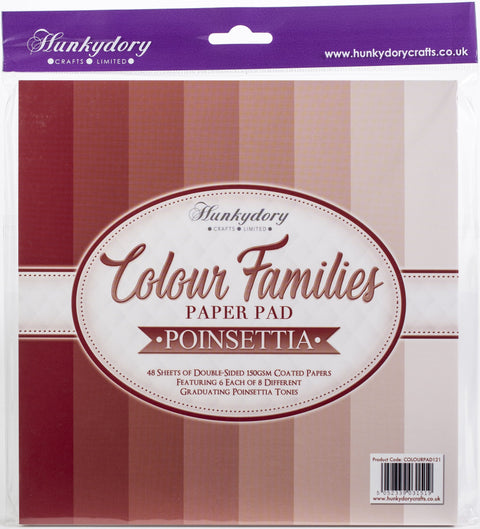 Hunkydory Color Families Double-Sided Paper Pad 8"X8" 48/Pkg-Poinsettia, 12