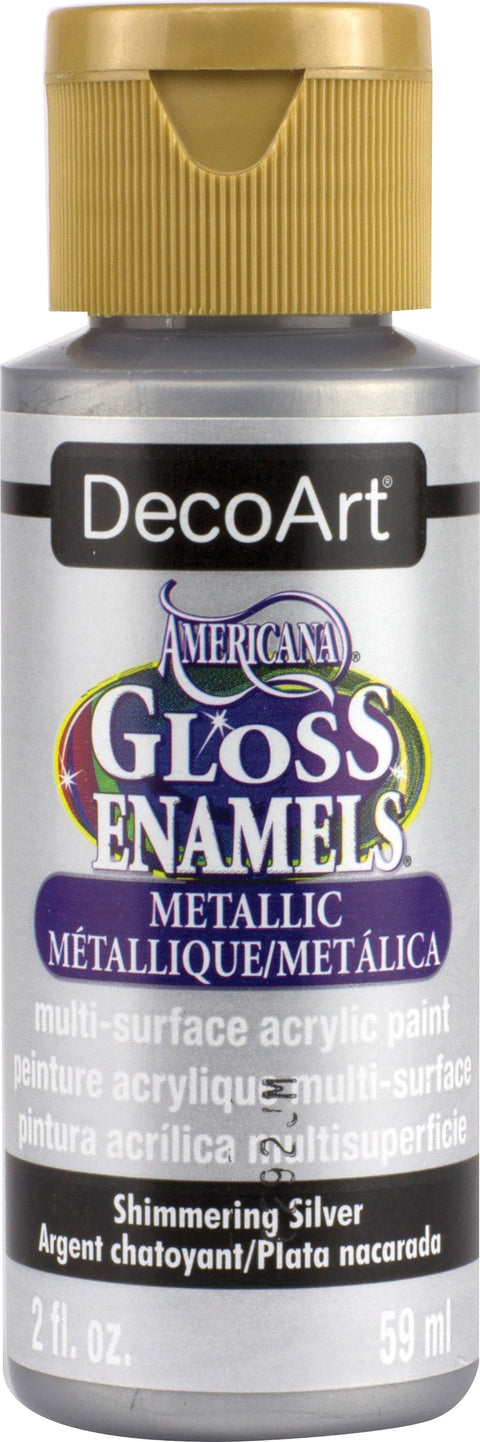 Americana Gloss Enamels Acrylic Paint 2oz-Shimmering Silver