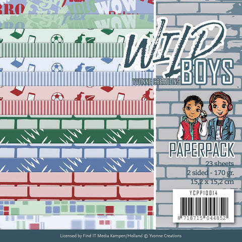 Find It Trading Yvonne Creations Paper Pack 6"X6" 23/Pkg-Wild Boys, Double-Sided