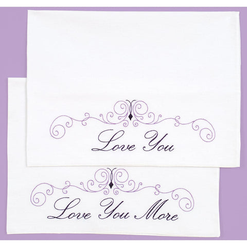 Jack Dempsey Stamped Pillowcases W/White Perle Edge 2/Pkg-Love You Love You More