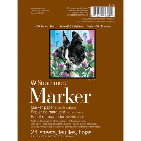 Strathmore Marker Paper Pad 6"X8"-50lb Smooth 24 Sheets