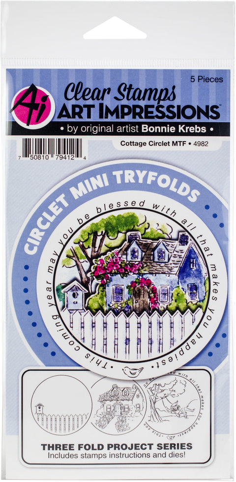 Art Impressions Circlet Mini TryFolds Stamp & Die Set-Cottage