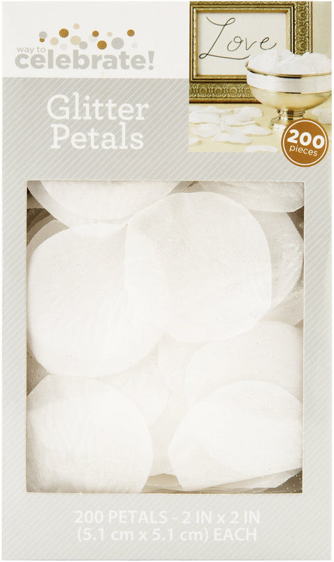Simplicity Glitter Fabric Petals 200/Pkg-White