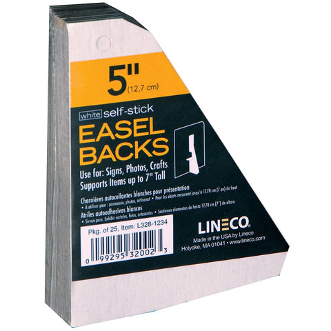 Lineco Self-Stick Chipboard Easel Backs 25/Pkg-White Single-Wing 5"