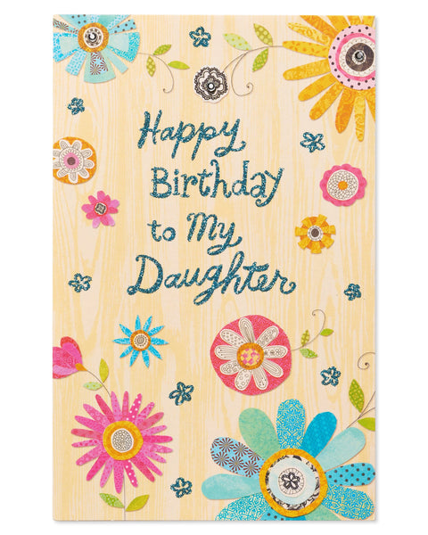 Greeting Card-Colorful Flowers Birthday For Daughter