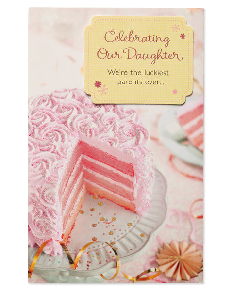 Greeting Card-Pink Cake Birthday For Daughter