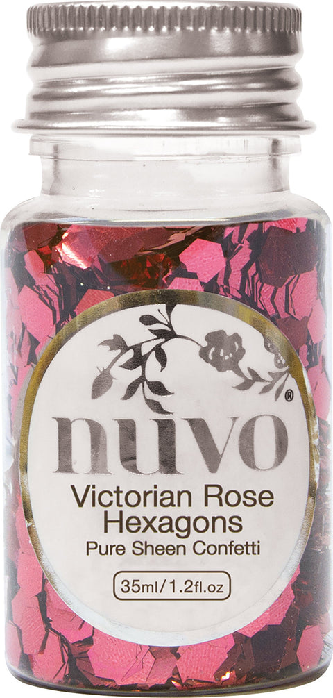 Nuvo Pure Sheen Confetti 1oz-Victorian Rose Hexagons