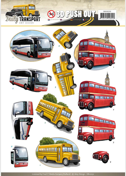 Find It Trading Amy Design Punchout Sheet-By Bus, Daily Transport