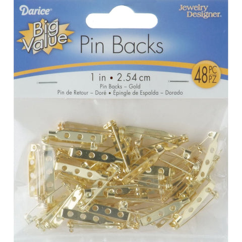 Pin Backs 1" 48/Pkg-Gold