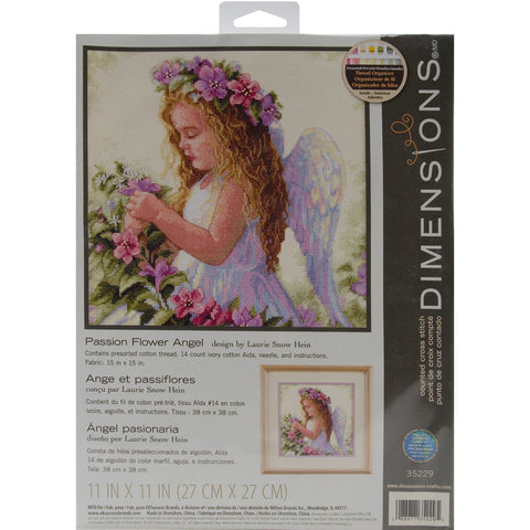 Dimensions Counted Cross Stitch Kit 11"X11"-Passion Flower Angel (14 Count)