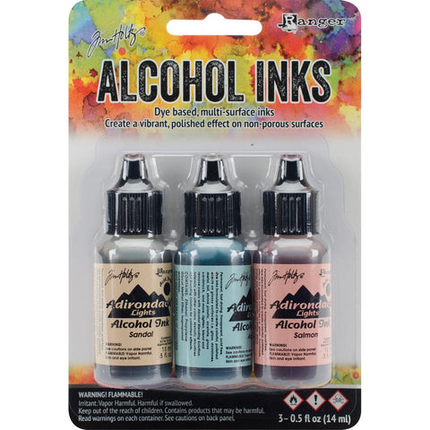 Tim Holtz Alcohol Ink .5oz 3/Pkg-Lakeshore-Sandal/Aqua/Salmon