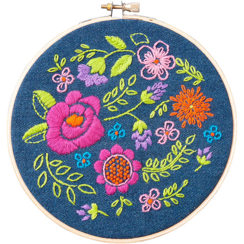 Bucilla Stmaped Embroidery Kit 6" Round-Floral Explosion