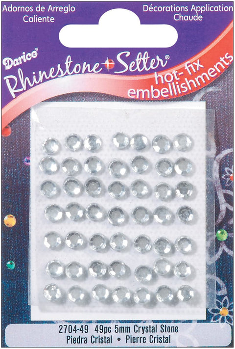 Rhinestone Setter Hot-Fix Glass Stones 5mm 49/Pkg-Crystal