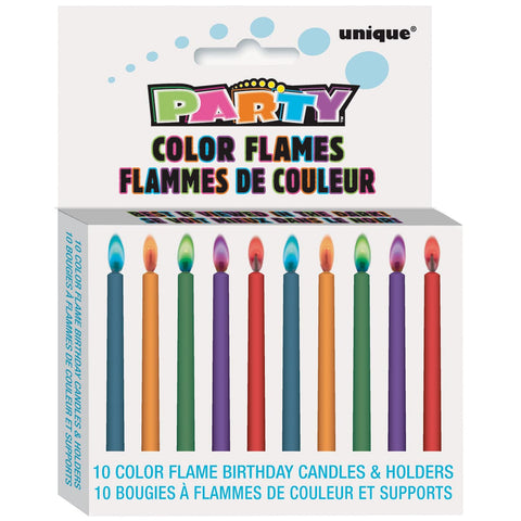 Birthday Candles & Holders 2" 10/Pkg-Color Flame