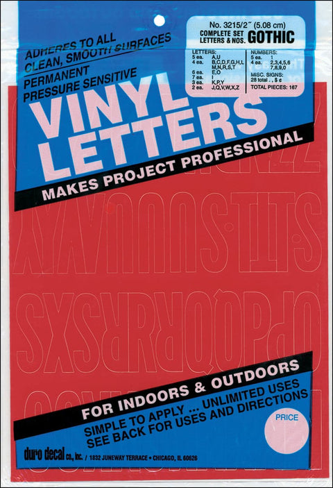 Permanent Adhesive Vinyl Letters & Numbers 2" 167/Pkg-Red