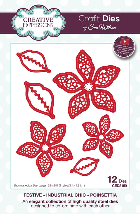 Creative Expressions Festive Craft Dies By Sue Wilson-Industrial Chic-Poinsettia