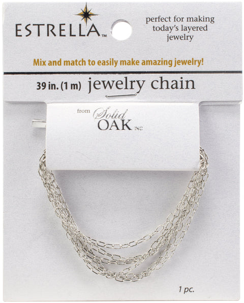 Estrella (TM) Metal Chain 39"-Silver Small Elongated Oval Unfinished
