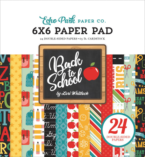 Echo Park Double-Sided Paper Pad 6"X6" 24/Pkg-Back To School, 12 Designs/2 Each