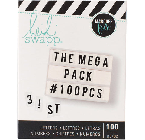 Heidi Swapp Lightbox Original Mega Pack Inserts 100/Pkg-Alphabet & Numbers/Black