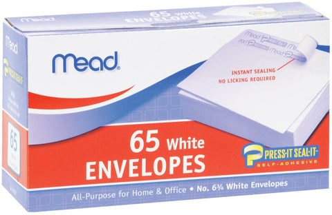 Mead Boxed Peel & Stick Envelopes 3.625"X6.5" 65/Pkg-Regular #6