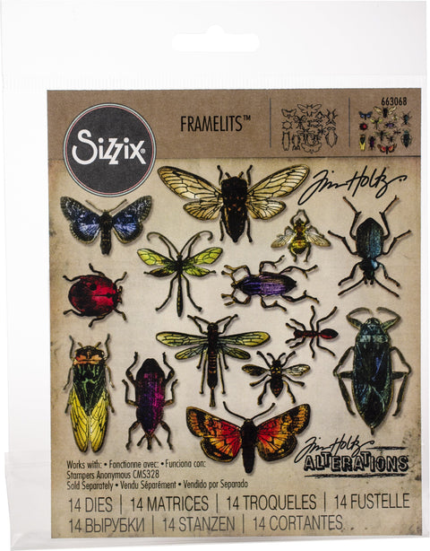 Sizzix Framelits Dies By Tim Holtz 14/Pkg-Entomology