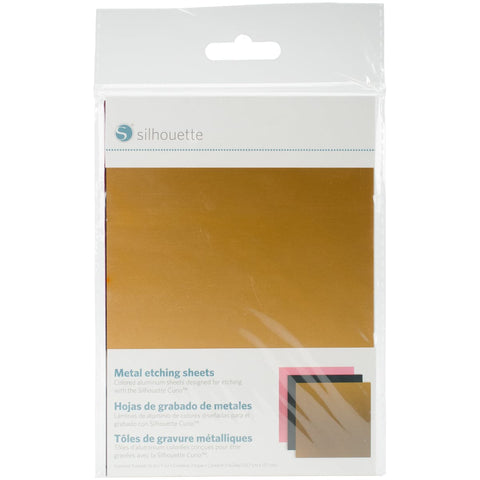 Silhouette Curio Metal Etching Sheets 5"X7" 3/Pkg-Black, Gold, Pink