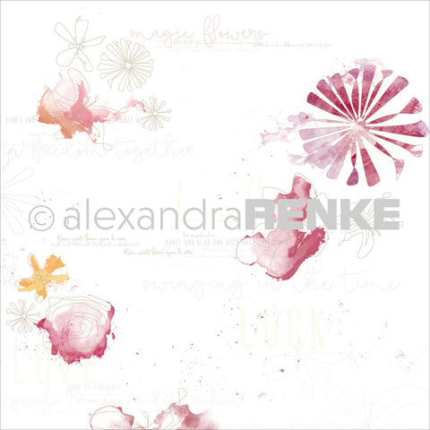 Alexandra Renke Magic Flowers Design Paper 12"X12"-Red Gold