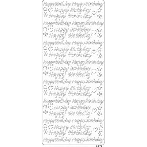 Papicolor Peel Off Gem Stickers 100x255mm-Happy Birthday Silver