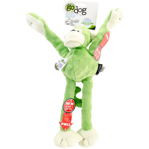 goDog Crazy Tugs Monkey with Chew Guard Large-Lime