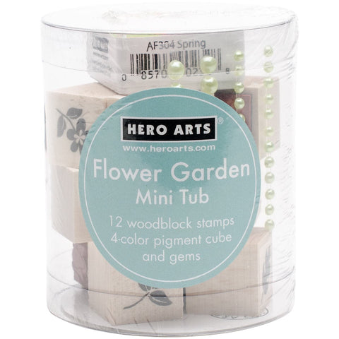 Hero Arts Mounted Stamp Mini Tub Set 3.25"X2.5"-Flower Garden