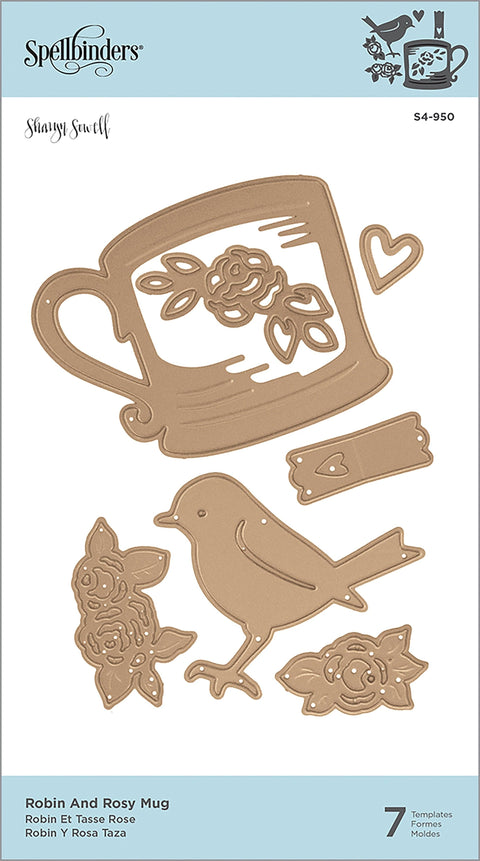 Spellbinders Shapeabilities Dies By Sharyn Sowell-Cuppa Coffee, Cuppa Tea-Robin & Rosy Mug