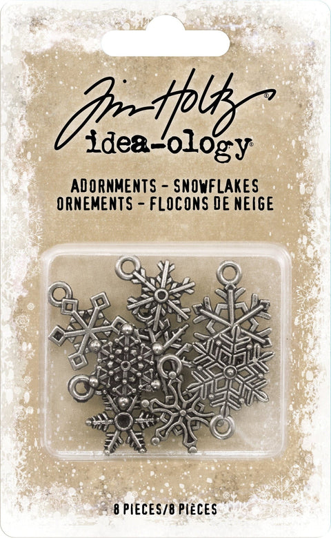Idea-Ology Metal Adornments .5" To .625" 8/Pkg-Antique Nickel Snowflakes