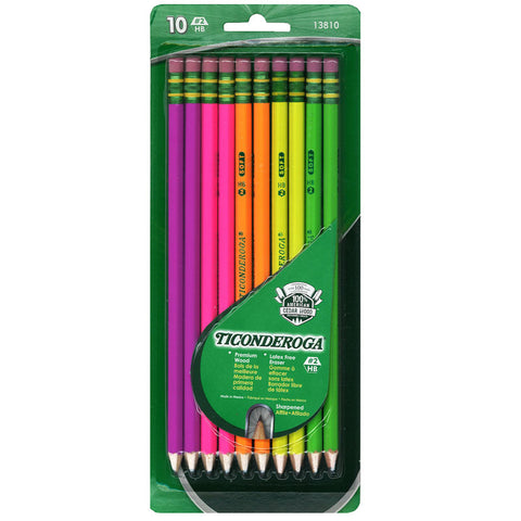Ticonderoga Premium Neon Wood No. 2 Pencils, Pack of 60