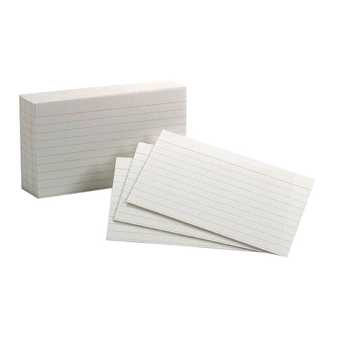 Ruled Index Cards, 3" x 5", White, Pack of 100