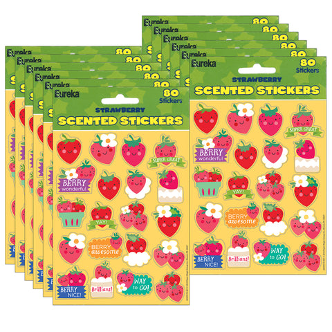 Strawberry Scented Stickers 80 Per Pack, 12 Packs