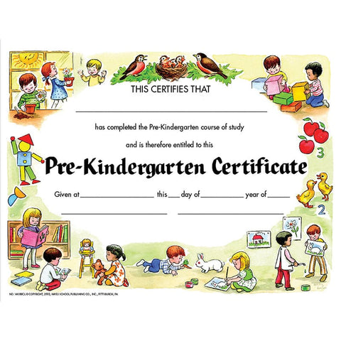 Pre-Kindergarten Certificate, 8.5" x 11", Pack of 30