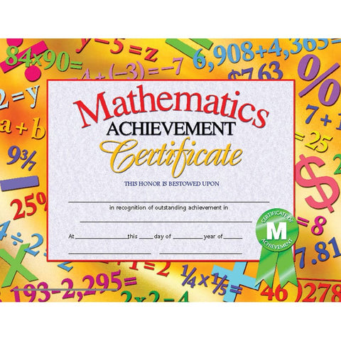Mathematics Achievement Certificate, Pack of 30