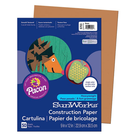 Construction Paper, Brown, 9" x 12", 50 Sheets